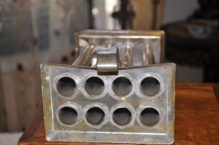 Antique Primitive Tin 8 Tube Held Candle Mold 10 Inch Tapered Candles photo