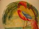 Old Hand Painted China Plates - Tropical Birds With Palm Trees And Ocean Plates & Chargers photo 3