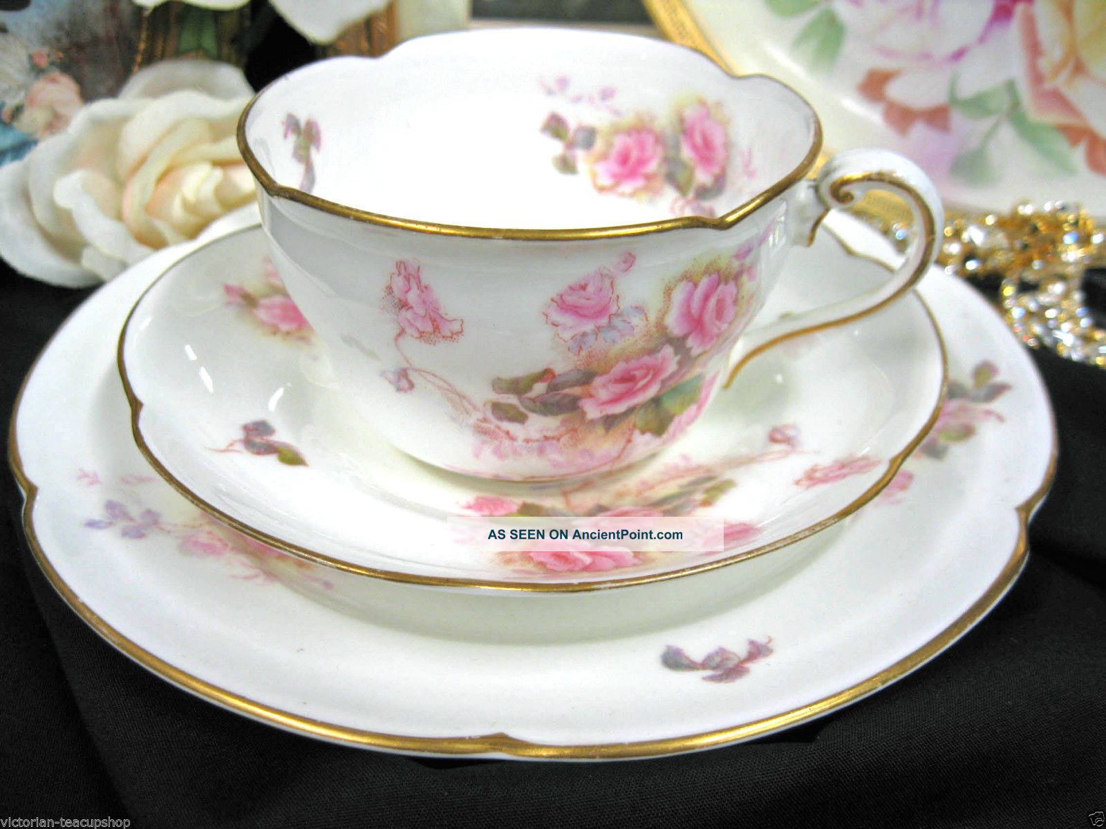 George Jones Crescent Tea Cup And Saucer Trio Floral Cups & Saucers photo