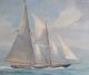 Large Fine Nautical Oil Painting By James A Mitchell In Birdseye Maple Frame Other photo 1