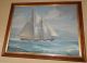 Large Fine Nautical Oil Painting By James A Mitchell In Birdseye Maple Frame Other photo 4