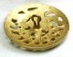 Antique French Enamel Button Fancy Pierced Leaf Design W/ Cut Steel Accents Buttons photo 2