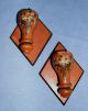 Pair Antique Swedish Handpainted And Wood - Crafted Candle - Holding Wall Sconces Other photo 2