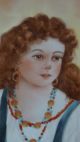Antique 19c Porcelain Hand Painted Young Girl Plaque Signed Period Gilded Frame. Other photo 2