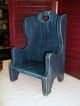 Distressed Primitive Small Wooden Doll Chair In Blue And Black Primitives photo 3