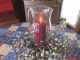 Large Pedestal Candle Lamp With Xl Glass Hurricane Globe - Lr.  Pip Candle Ring Primitives photo 1
