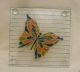 Butterfly Stained Glass Trivet Signed - 