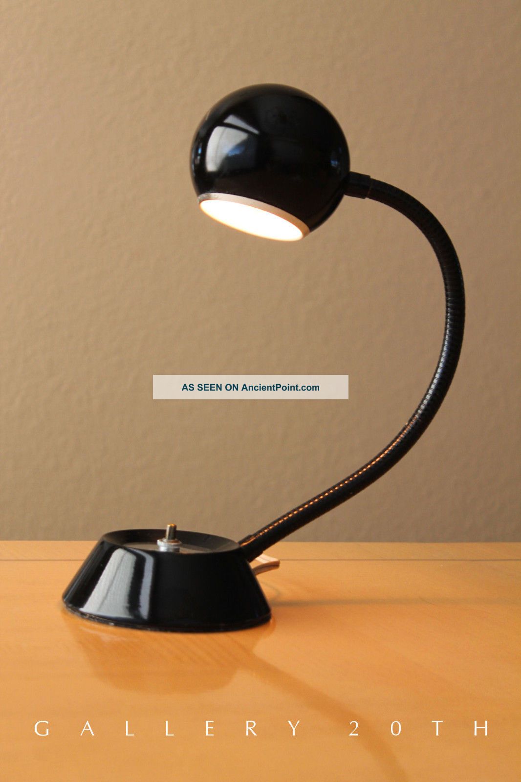 Mid Century Modern Atomic Lamp Gooseneck Eames Knoll Lightolier Vtg 50s Black Mid-Century Modernism photo