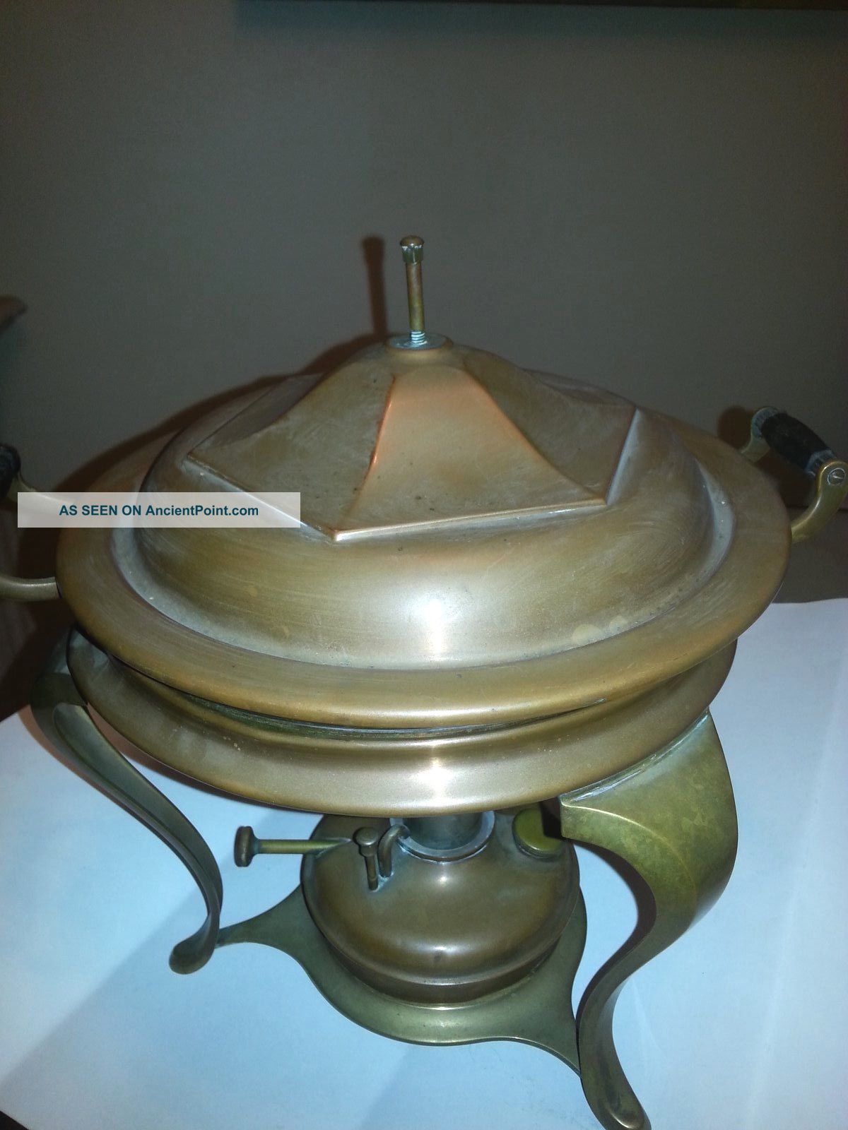 1908 Landers Frary & Clark Art Deco Antique Copper Brass Zinc Chafing Dish Art Deco photo
