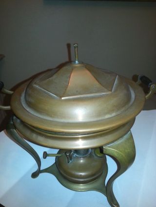 1908 Landers Frary & Clark Art Deco Antique Copper Brass Zinc Chafing Dish photo