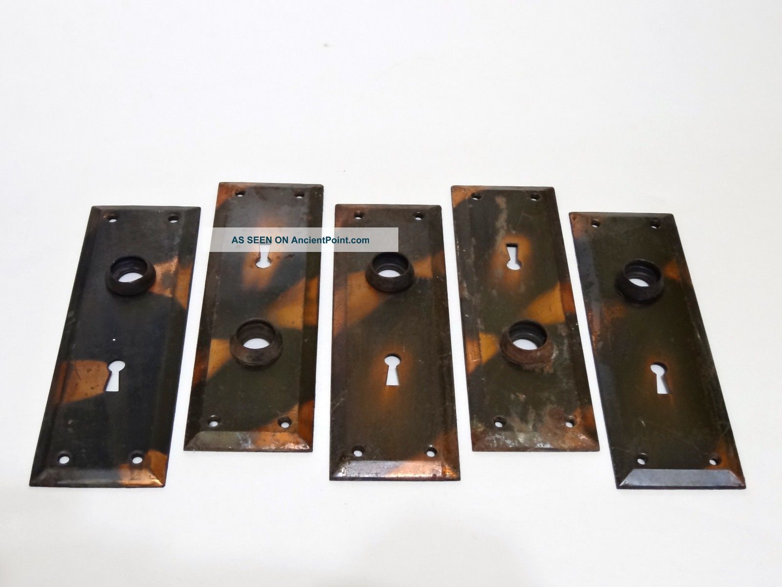 5 Antique Flashed Copper Plated Back Plates Door Hardware Japanned Mission Door Plates & Backplates photo