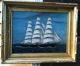 Antique American Flaged 3 Masted Schooner Rum Runner Quality Oil On Canvas Folk Art photo 2