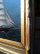 Antique American Flaged 3 Masted Schooner Rum Runner Quality Oil On Canvas Folk Art photo 4
