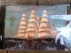 Antique American Flaged 3 Masted Schooner Rum Runner Quality Oil On Canvas Folk Art photo 5