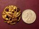 Antique Ornate Gilt Brass Metal Openwork Floral Realistic Flower Picture Button Buttons photo 2