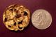 Antique Ornate Gilt Brass Metal Openwork Floral Realistic Flower Picture Button Buttons photo 3