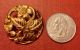 Antique Ornate Gilt Brass Metal Openwork Floral Realistic Flower Picture Button Buttons photo 5
