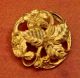 Antique Ornate Gilt Brass Metal Openwork Floral Realistic Flower Picture Button Buttons photo 8