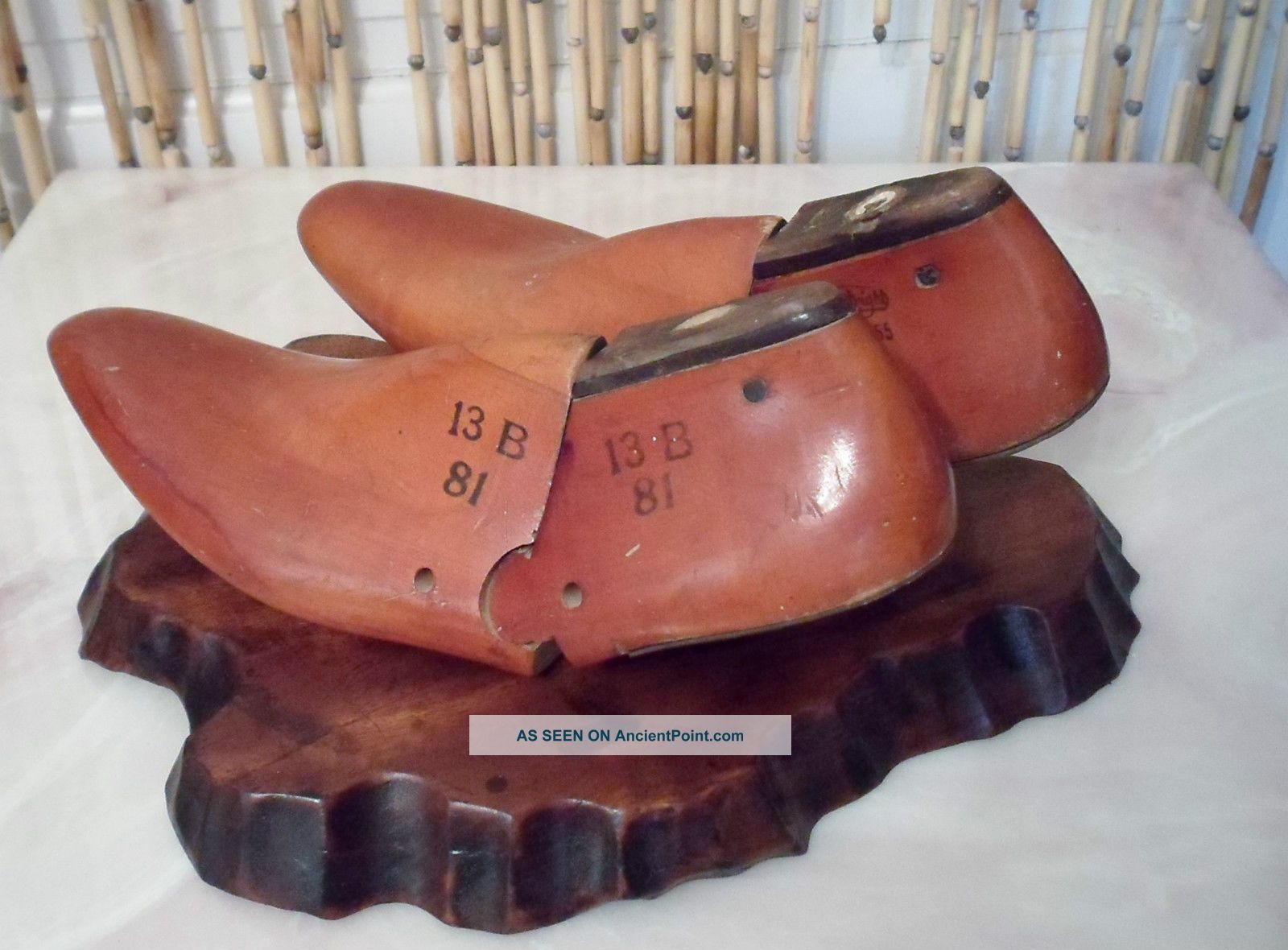 Primitive Wooden Cobbler Shoe Form Molds Size 13b Woodright 1955 Primitives photo