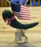 Handmade Patriotic American Crow Rusty Bedspring With Handmade Flag On A Stick Primitives photo 1