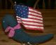 Handmade Patriotic American Crow Rusty Bedspring With Handmade Flag On A Stick Primitives photo 2