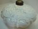 Antique Victorian Milk Glass Oil Lamp Base Spider Webs Leaves Flowers - Ornate Lamps photo 2