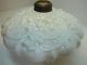 Antique Victorian Milk Glass Oil Lamp Base Spider Webs Leaves Flowers - Ornate Lamps photo 4