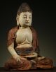 Buddha: Antique Chinese Shakyamuni Bhumisparsa,  Carved,  Polychromed Wood 1800 ' S, Buddha photo 1