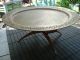 Huge Antique Brass Pierced Table With Teak Spider Legs Free Shippng Usa & Canada 1900-1950 photo 1