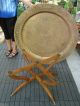 Huge Antique Brass Pierced Table With Teak Spider Legs Free Shippng Usa & Canada 1900-1950 photo 2