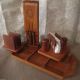 Mid - Century Modern Teak Wood Serving Tray Napkin Holder Salt Pepper Knife Holder Mid-Century Modernism photo 1