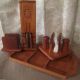 Mid - Century Modern Teak Wood Serving Tray Napkin Holder Salt Pepper Knife Holder Mid-Century Modernism photo 2