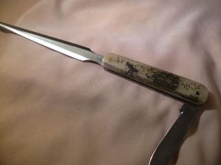 Scrimshaw Letter Opener Knife Side Ship - Whale Tail photo