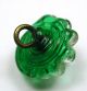 Antique Charmstring Glass Button Green & White Paperweight W/ Swirl Back Buttons photo 2