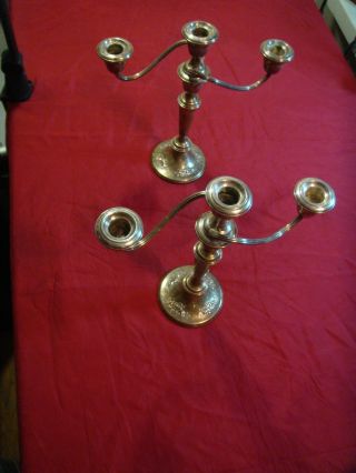 Gorham Sterling Silver Candelabra Candlesticks 3 Holders Vintage photo