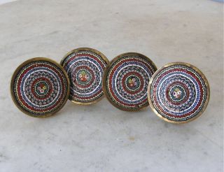 Set Of Four Vintage Micro Mosaic Drawer Knobs.  Italy Great Colors photo