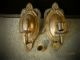 Antique Bronze Flame Ornate French Wall Sconces Gold Pair Vintage Solid Bronze Chandeliers, Fixtures, Sconces photo 2