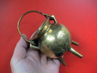 Rare Small Antique Bronze Tripod Cauldron,  18th Century Ad. photo