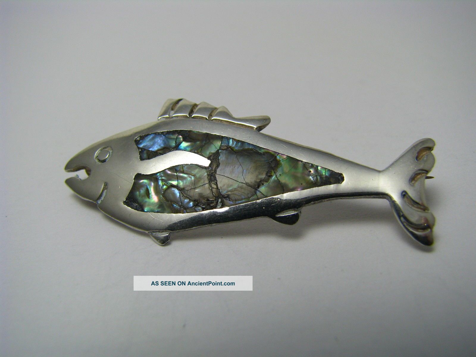A Taxco Artisan Sterling Silver Fish Pin Brooch Abalone Shell Mexico Ca1950s Other photo