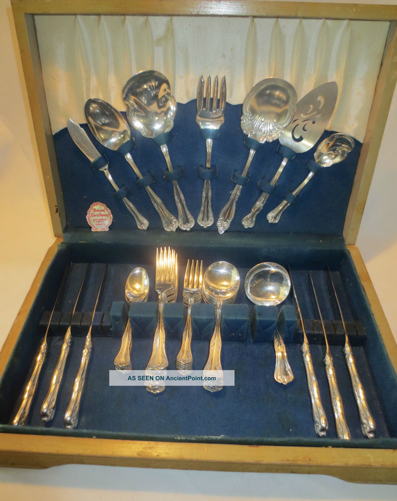 41 Pc Set National Silver Queen Elizabeth 2x Tsted Silverplate Flatware Serve 6 Flatware & Silverware photo
