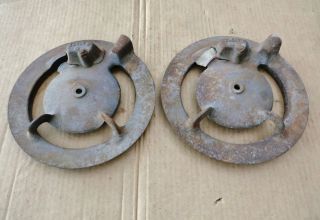 Antique 2 Metal Jd Farm Planter Plate Covers Y2597b Steampunk Art photo