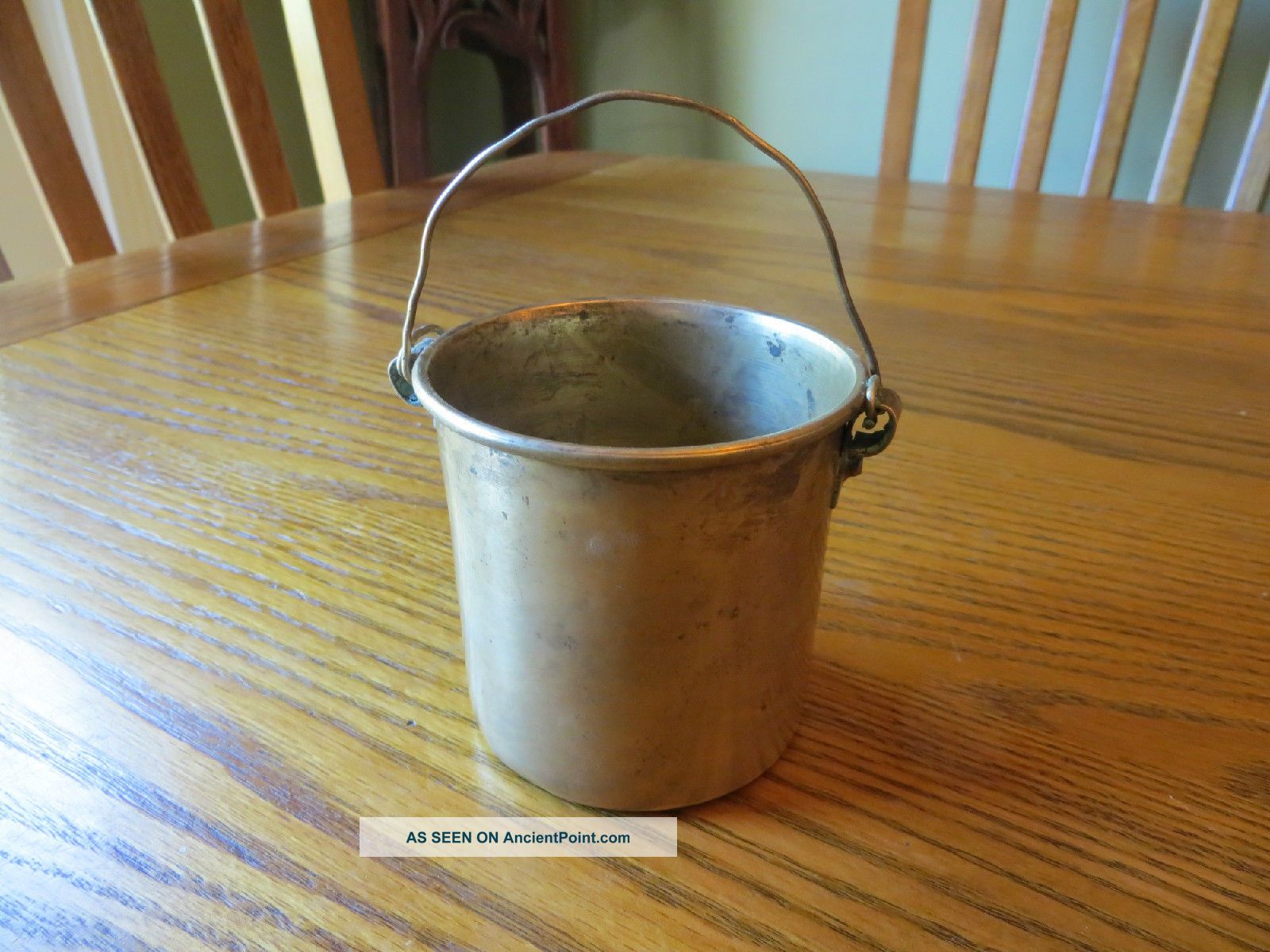 Antique Primitive Miniature Brass Pail Match Holder Primitives photo