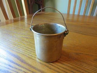 Antique Primitive Miniature Brass Pail Match Holder photo