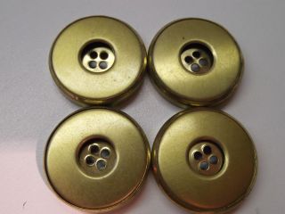 Four Vintage Large Metal Brass Four Hole Buttons Craft Reinactment + Free Gift photo
