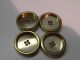 Four Vintage Large Metal Brass Four Hole Buttons Craft Reinactment + Free Gift Buttons photo 1