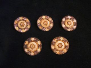 5 Vintage Large Brass Steel Cut Round Buttons With Shanks photo