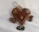 Antique Victorian Stuffed Cloth Seed Beads Decorated Heart Shaped Pincushion Pin Cushions photo 1