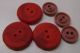 6 Antique Glass Buttons,  3 Czech Red,  3 Small Pink + Free Gift Buttons photo 1