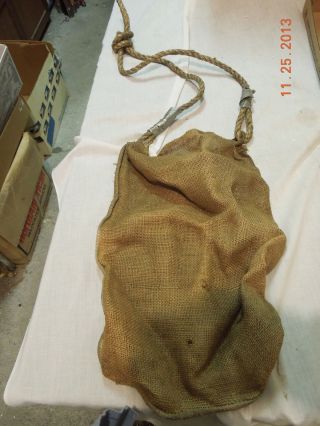 Vintage Primitive Folk Art Handmade Burlap Utility/tool Sack photo