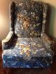 Vintage Blue Floral Wing Back Chair Post-1950 photo 1
